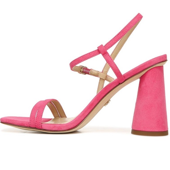 Sam Edelman Kit Slingback Dahlia Pink Suede Block Heel Sandal - Picture 10 of 10